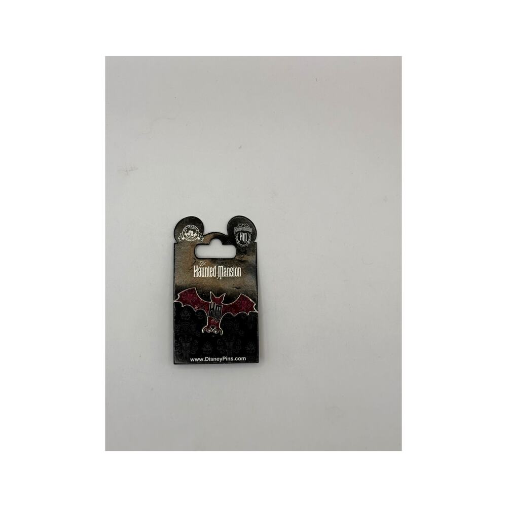 Disney Parks Haunted Mansion Bat Logo Pin Red Black NWT - Picture 2 of 3